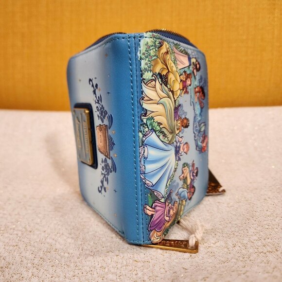 Loungefly Disney Princess Group Reading Books Zip Around Wallet Blue NEW - Picture 11 of 11